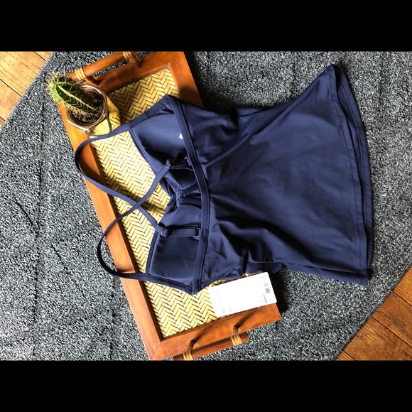 NWT Dark Blue Athleta 32 D/DD Twist Up Tankini Top - Picture 3 of 4